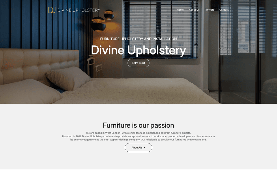 Divine Upholstery homepage