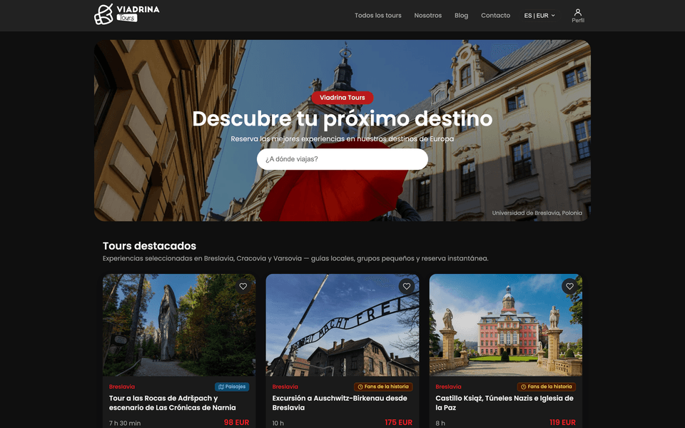 Viadrina Tours homepage